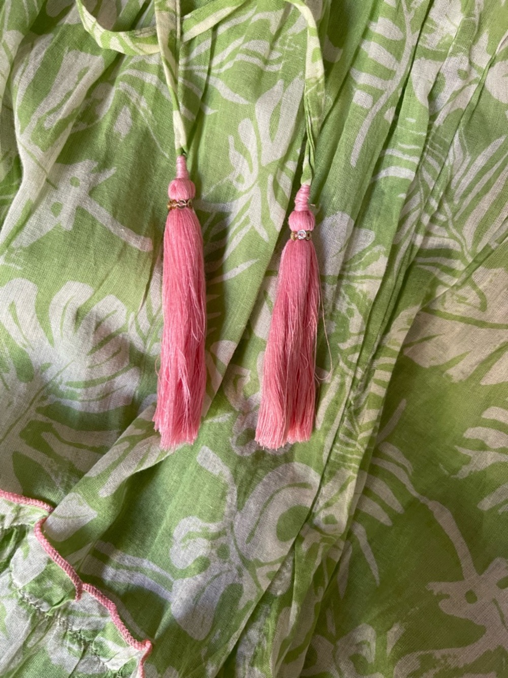 MISS JUNE PARIS Kara Long Maxi Dress Tassel Cinch Waist Pink Green Sequins OSFM - Picture 3 of 8